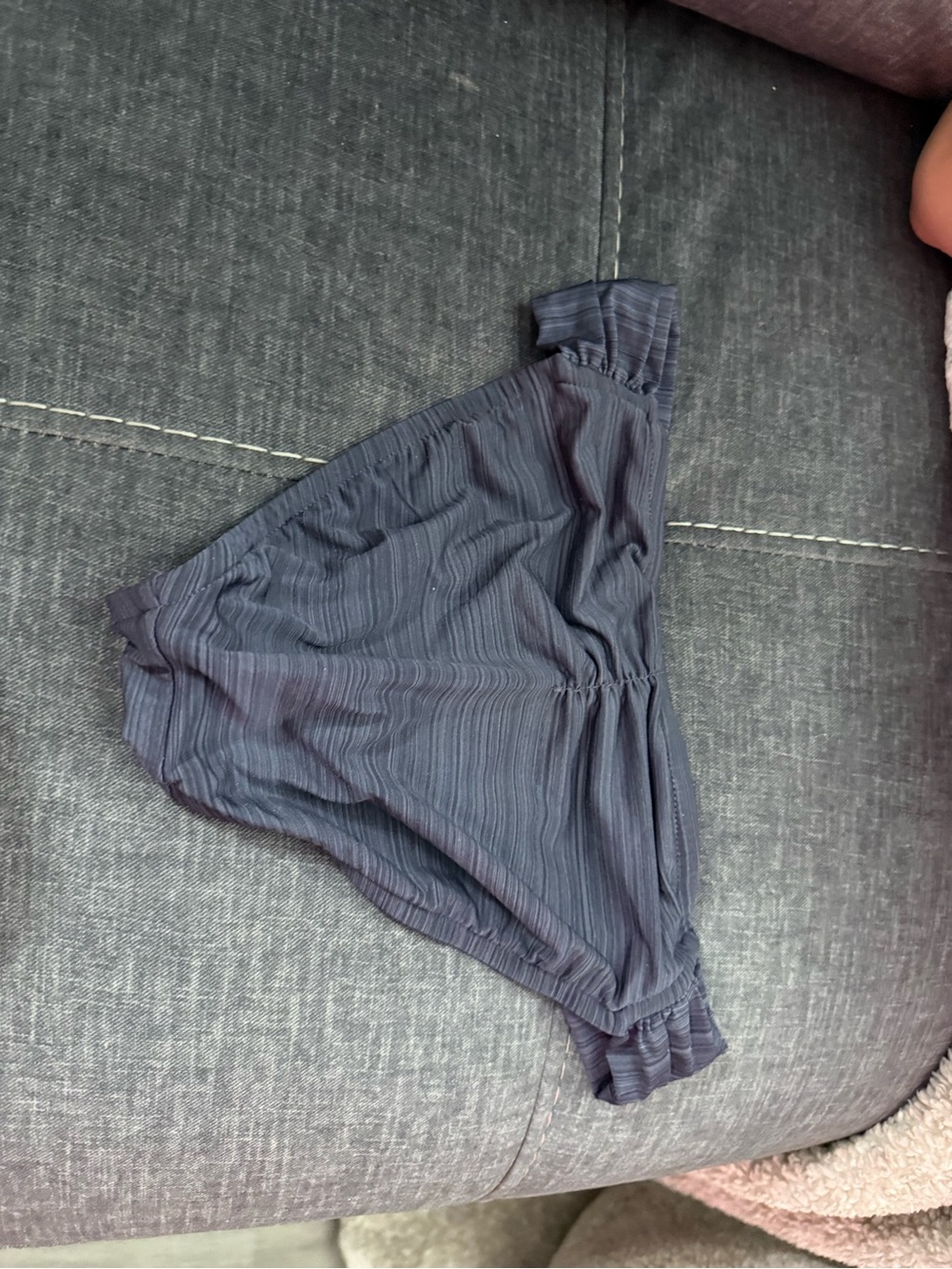 Navy Blue Gray Ruffle Bikini Bottoms